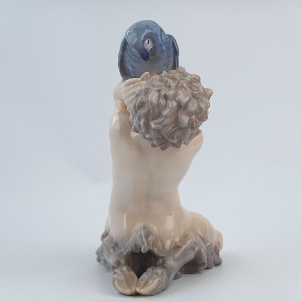 Royal Copenhagen Faun Pan Holding A Large Parrot #752 Vintage - Picture 11 of 16